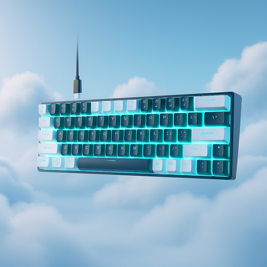 HXSJ V800 – 68‑Key Mechanical Keyboard with Ice‑Blue Backlight | Hot‑Swappable Blue Switch