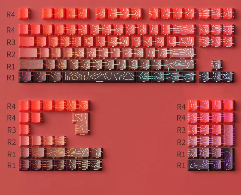 Gradient Green Keycaps – 135-Key Shine‑Through PBT Double Shot Set | OEM Profile for MX Switch Keyboards