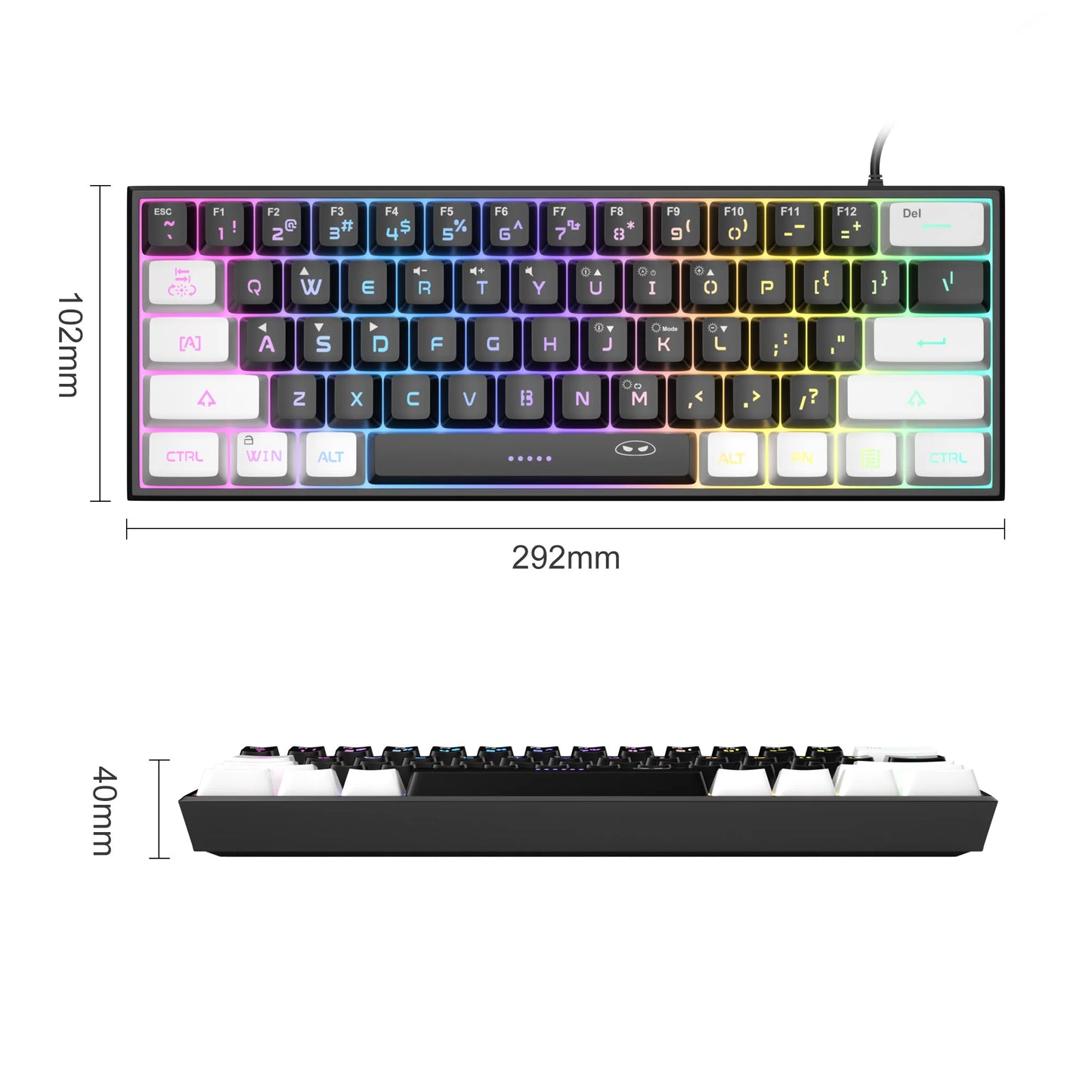 MageGee TS91 – Compact 60% RGB Wired Keyboard with Mechanical Feel