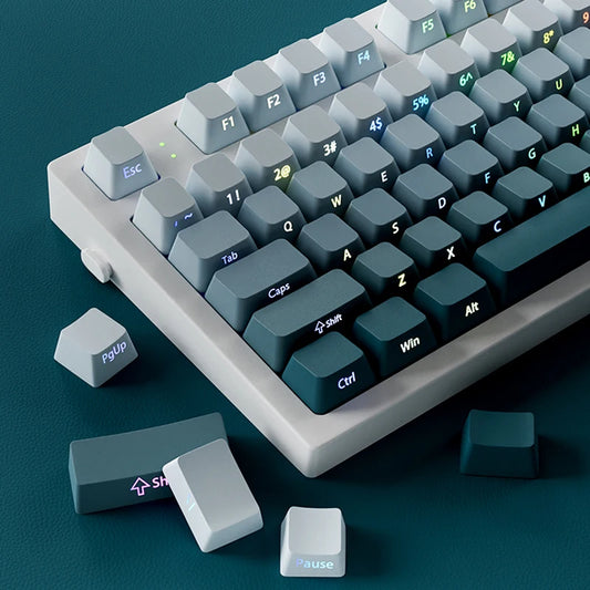 Gradient Green Keycaps – 135-Key Shine‑Through PBT Double Shot Set | OEM Profile for MX Switch Keyboards