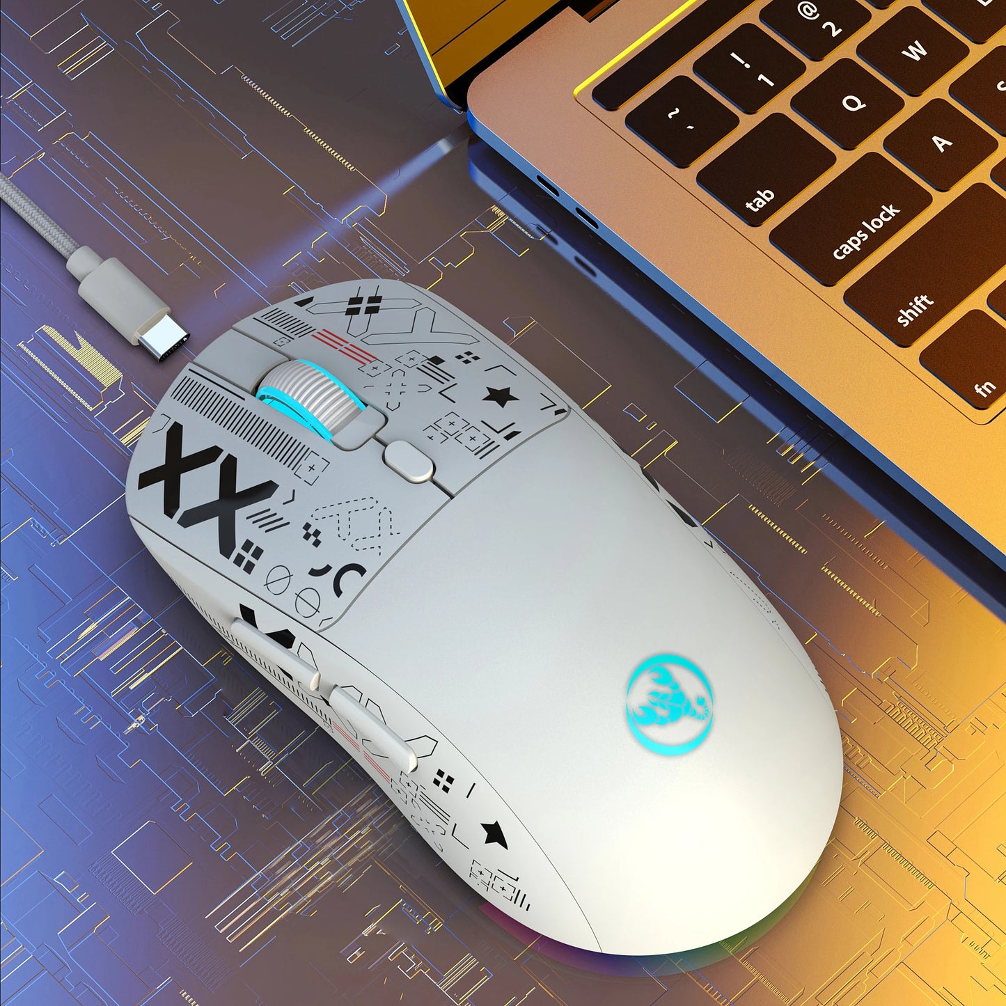 HXSJ T90 – Wireless Gaming Mouse (2.4 GHz / Bluetooth / Wired) with RGB, 5 DPI Settings & Exclusive Silent Switches