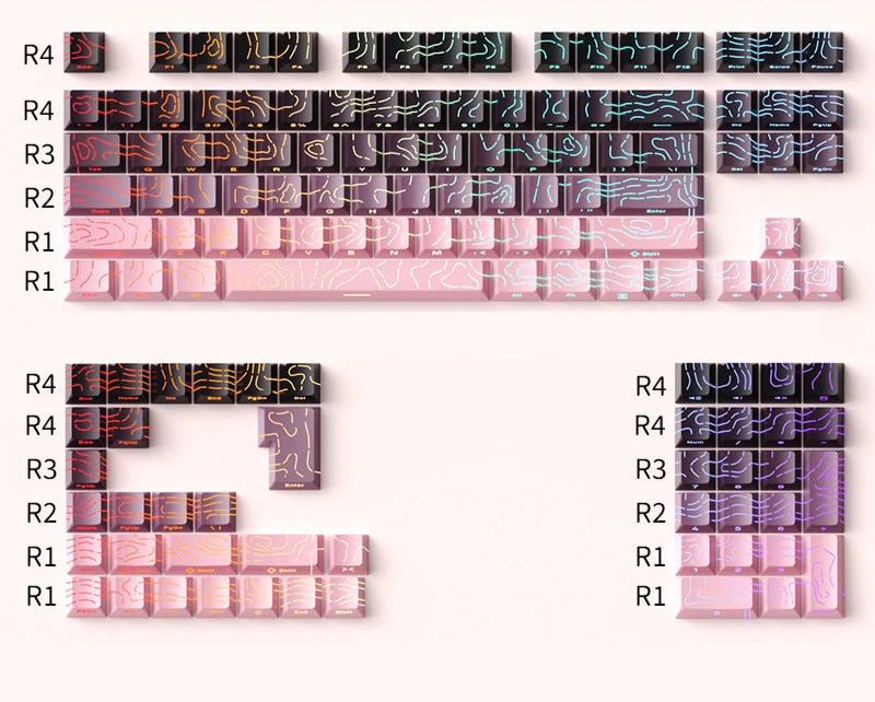 Gradient Green Keycaps – 135-Key Shine‑Through PBT Double Shot Set | OEM Profile for MX Switch Keyboards