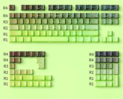 Gradient Green Keycaps – 135-Key Shine‑Through PBT Double Shot Set | OEM Profile for MX Switch Keyboards