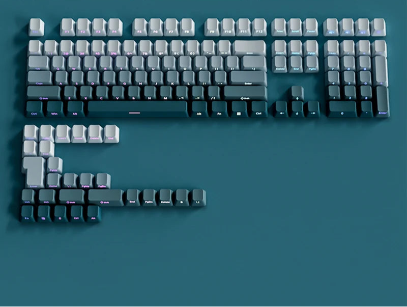 Gradient Green Keycaps – 135-Key Shine‑Through PBT Double Shot Set | OEM Profile for MX Switch Keyboards