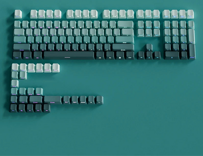 Gradient Green Keycaps – 135-Key Shine‑Through PBT Double Shot Set | OEM Profile for MX Switch Keyboards