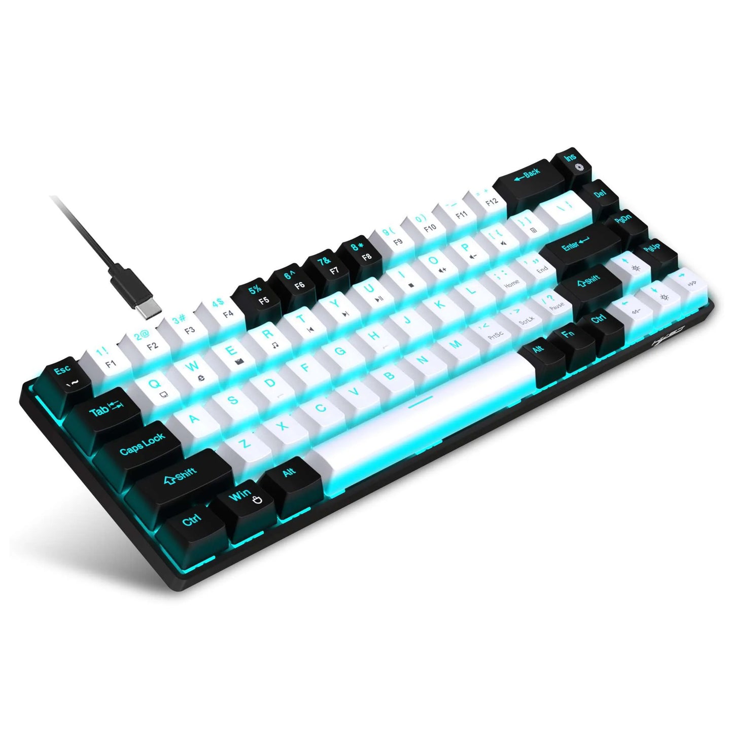 HXSJ V800 – 68‑Key Mechanical Keyboard with Ice‑Blue Backlight | Hot‑Swappable Blue Switch