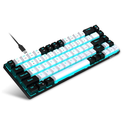 HXSJ V800 – 68‑Key Mechanical Keyboard with Ice‑Blue Backlight | Hot‑Swappable Blue Switch