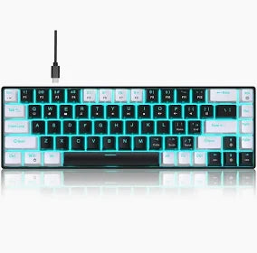 HXSJ V800 – 68‑Key Mechanical Keyboard with Ice‑Blue Backlight | Hot‑Swappable Blue Switch